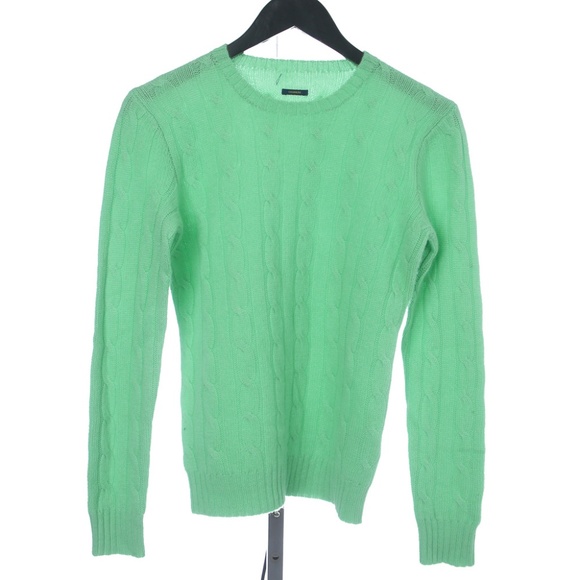 NWOT Polo Ralph Lauren Cashmere Cable Knit Crew Neck Green Sweater, M - Picture 1 of 7